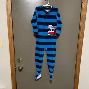 Carter's Striped Footie with Fire Truck Design